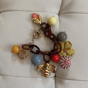 Adorable Tortoiseshell colored Plastic and Metal Charm Bracelet